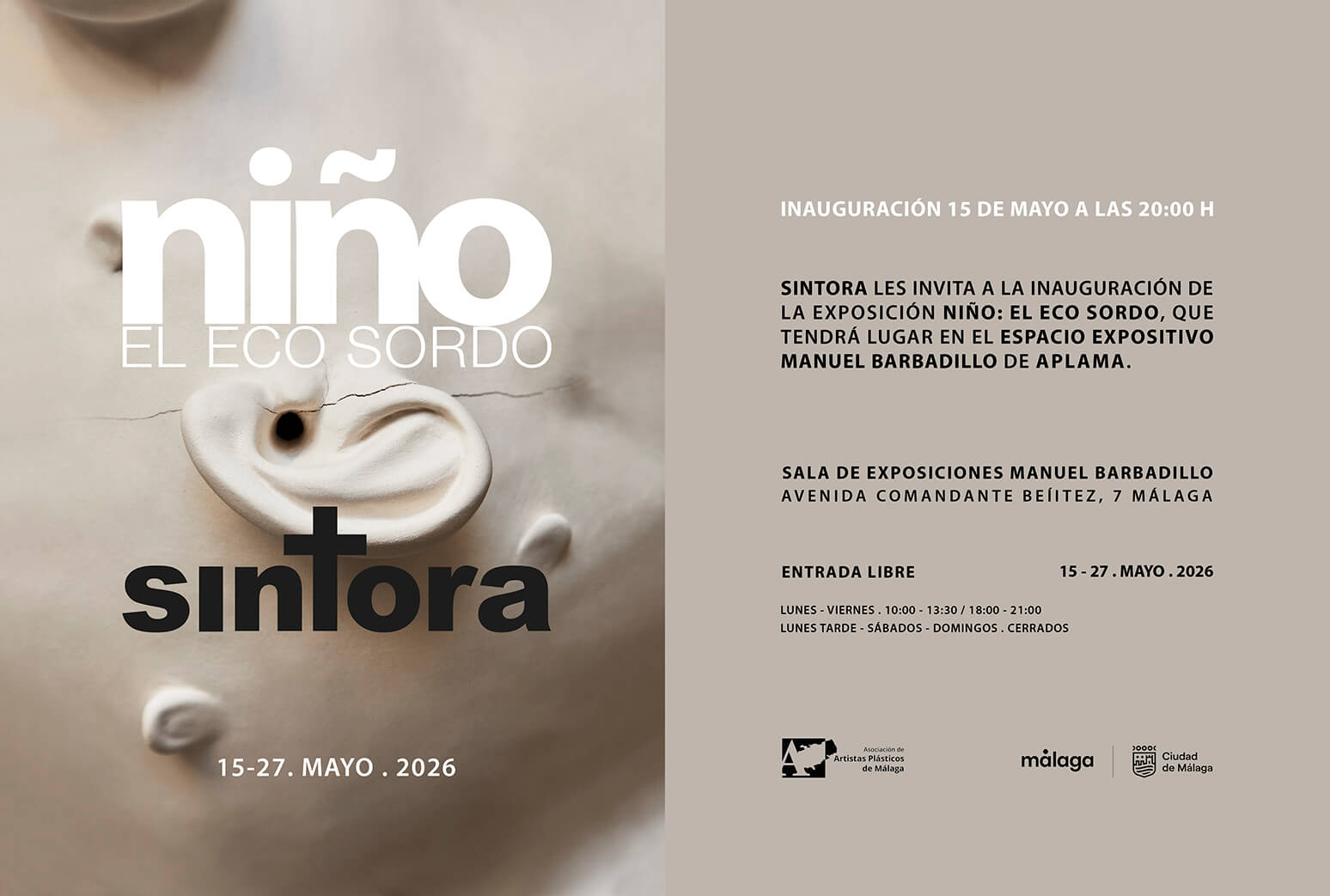 Sintora-invitacion-exposicion-Niño-el-eco-sordo-escultura-instalacion-sculpture-art-installation-solo-exhibition-2026-1548x1043